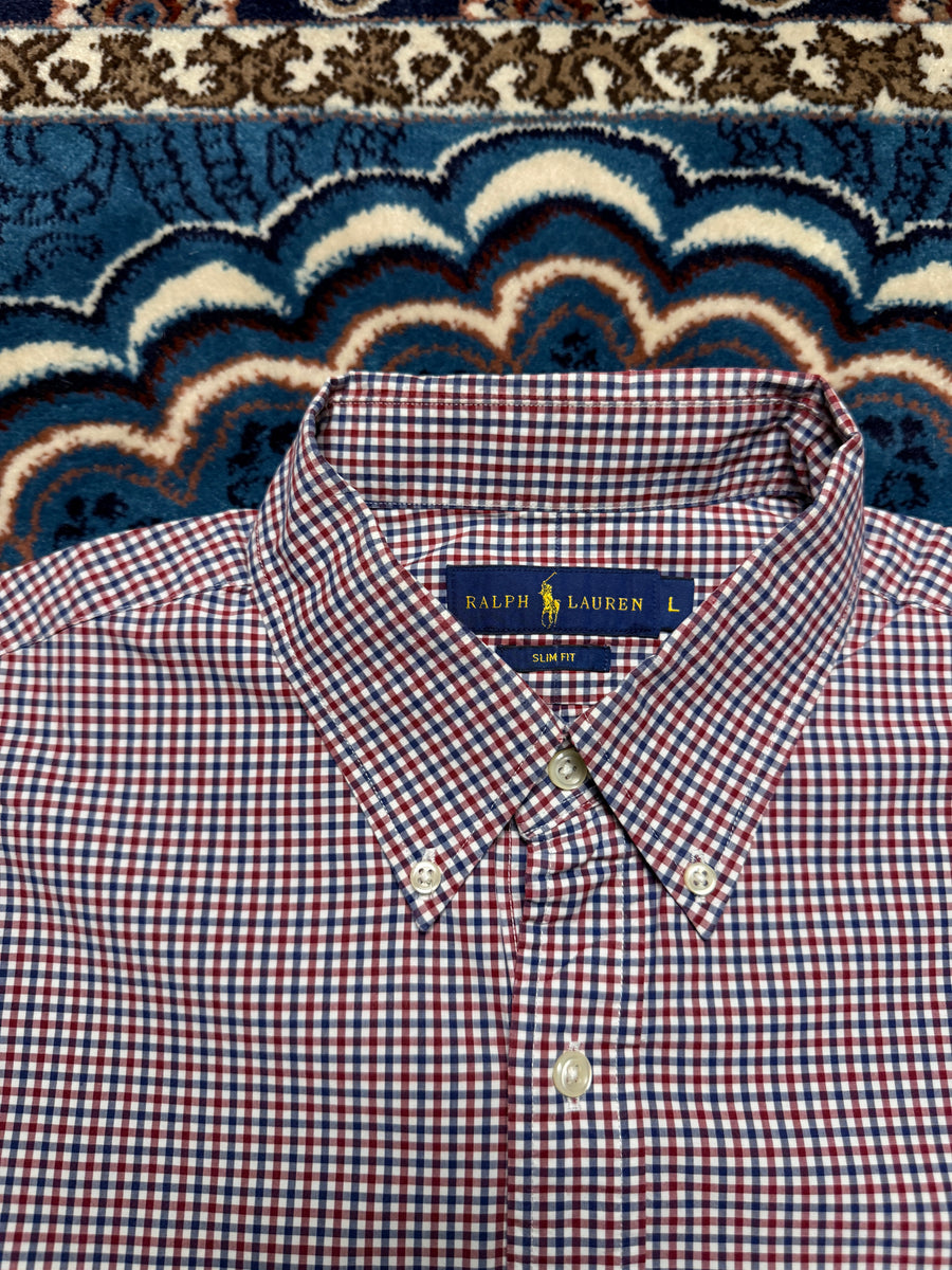 Ralph Lauren Check Blue & Red Slim Fit Button Down Shirt - L