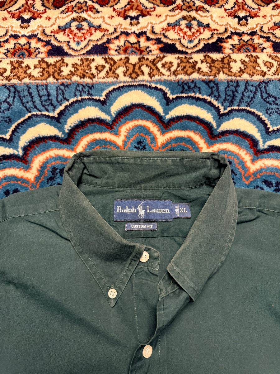 Ralph Lauren Green Custom Fit Button Down Shirt - XL