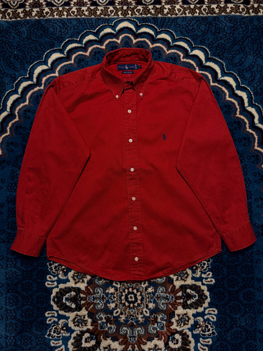 Ralph Lauren Red Cotton Button Down Shirt - S