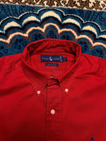 Ralph Lauren Red Cotton Button Down Shirt - S