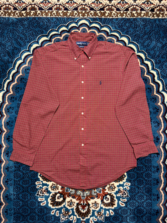 Ralph Lauren Check Red Yarmouth Cotton Shirt - M