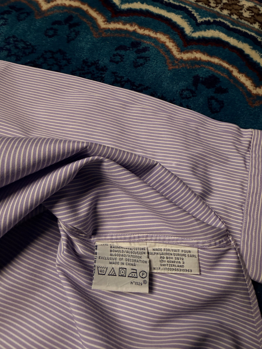 Polo by Ralph Lauren Stripe Purple Regent Custom Fit Shirt - S