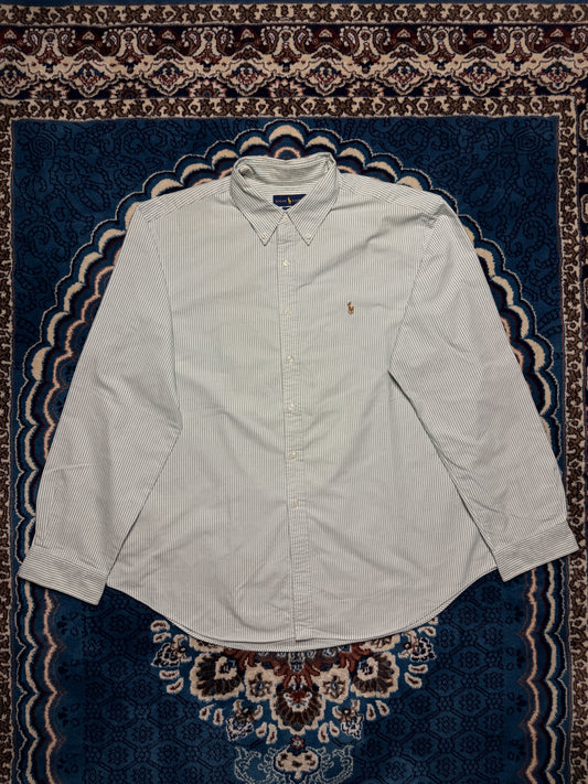 Ralph Lauren Stripe Light Green Classic Fit Shirt - XXL