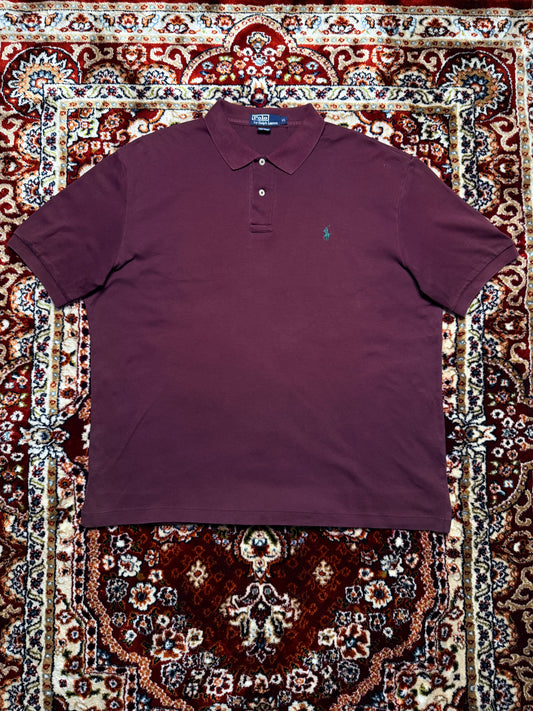 Polo by Ralph Lauren Maroon Cotton Polo Shirt - XL