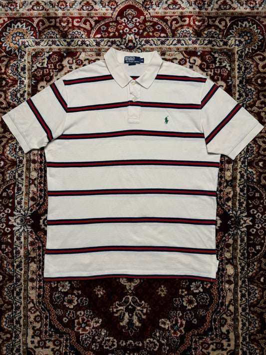 Polo by Ralph Lauren Stripe White & Red Polo Shirt - XL