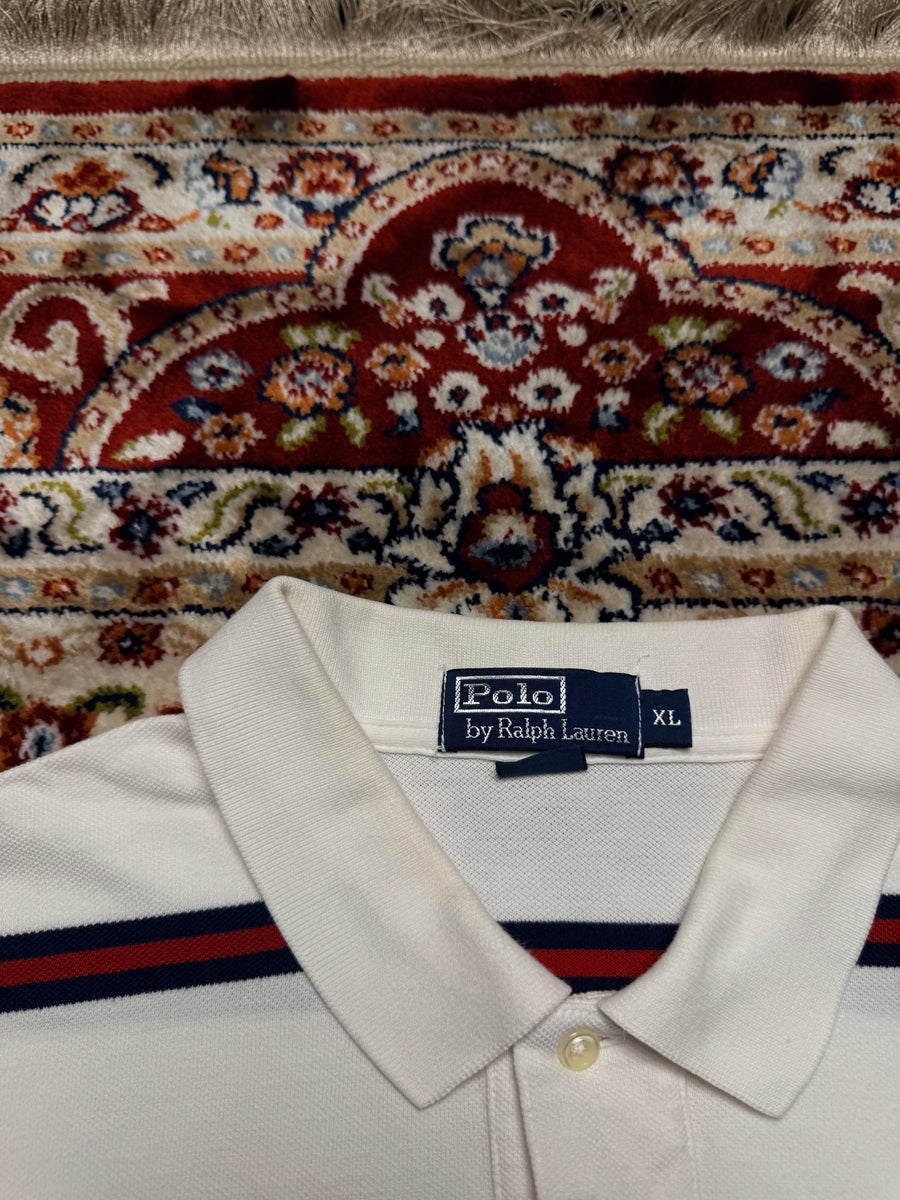Polo by Ralph Lauren Stripe White & Red Polo Shirt - XL