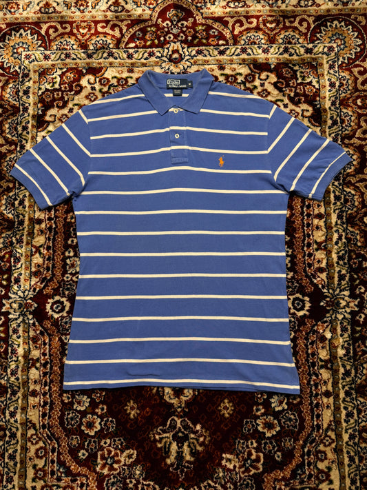 Polo by Ralph Lauren Stripe Blue & White Polo Shirt - M