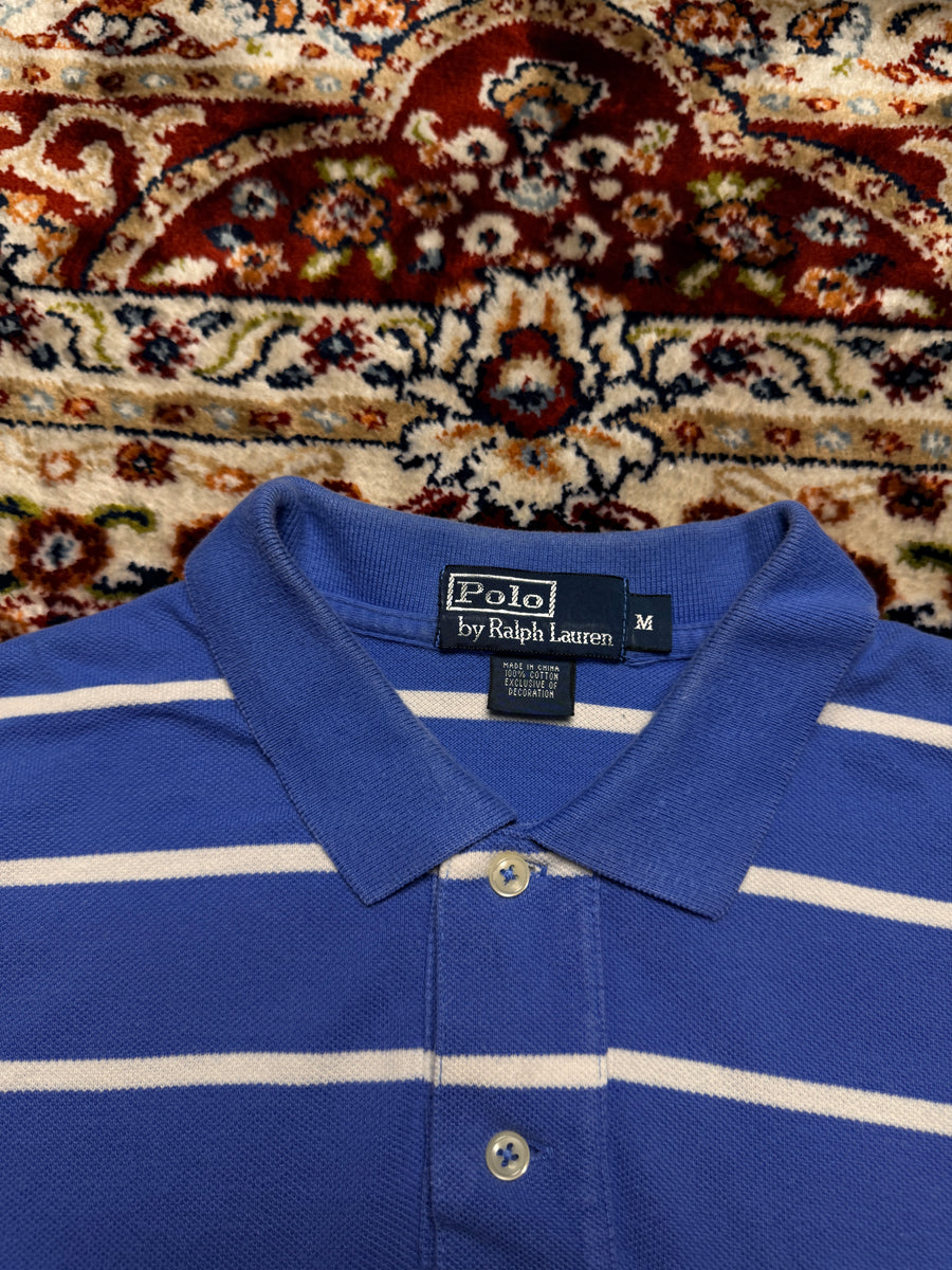 Polo by Ralph Lauren Stripe Blue & White Polo Shirt - M