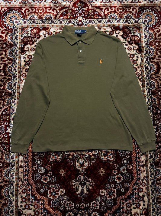 Polo by Ralph Lauren Army Green Long Sleeve Polo Shirt - M