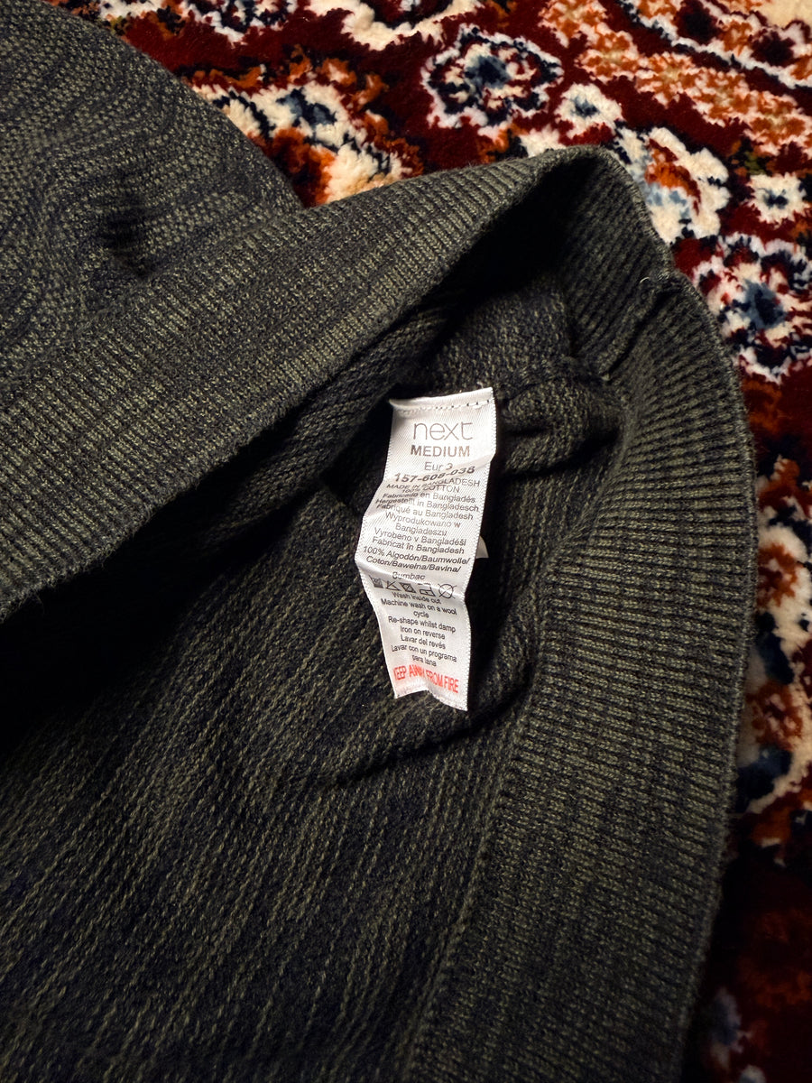 Next Patterned Black & Army Green Polo Shirt - M