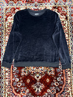 Zara Black Velvet Crewneck Sweatshirt - M