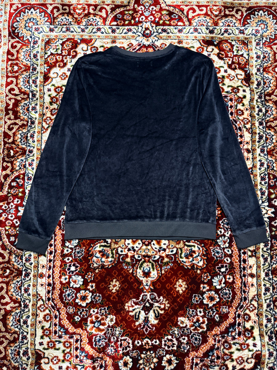 Zara Black Velvet Crewneck Sweatshirt - M