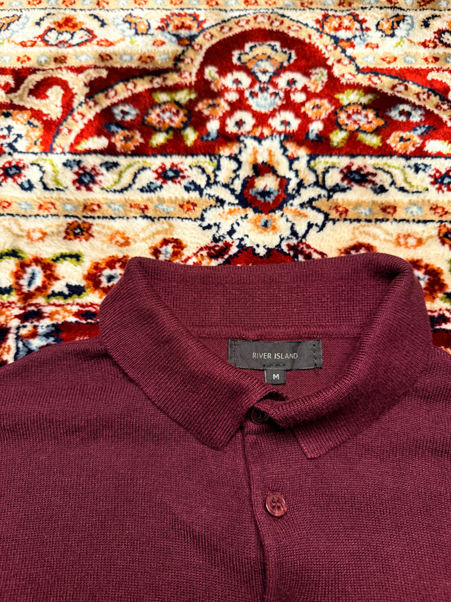 River Island Maroon Polo Shirt - M