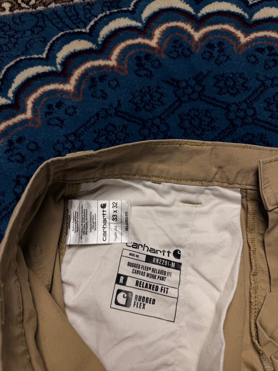 Carhartt Brown Rugged Flex Relaxed Fit Canvas Work Pants - 33