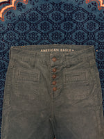 American Eagle Green Flared Corduroy Super Hi Rise Stetch Jeans - 24
