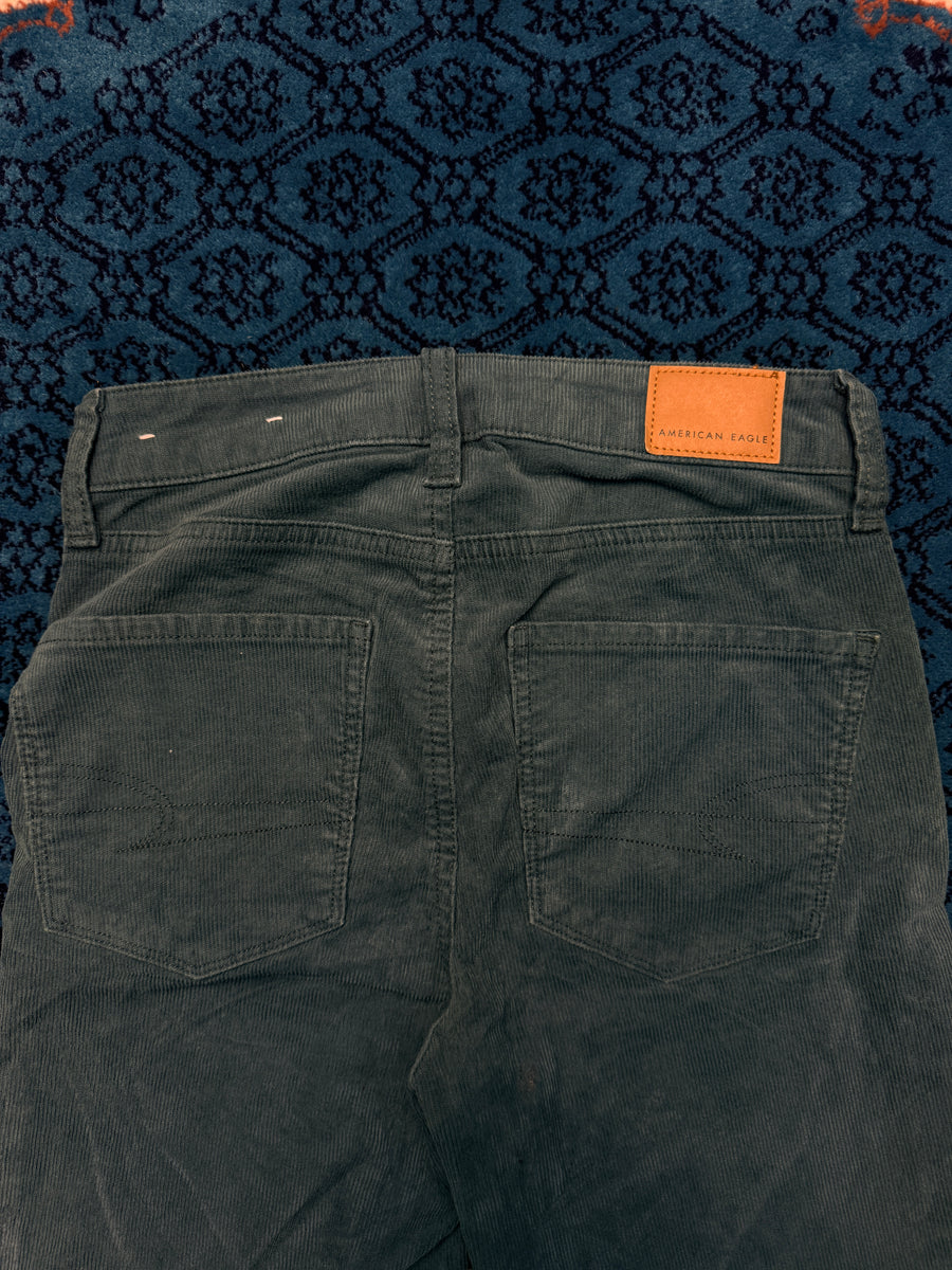 American Eagle Green Flared Corduroy Super Hi Rise Stetch Jeans - 24