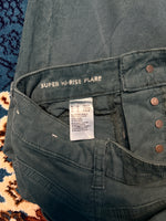 American Eagle Green Flared Corduroy Super Hi Rise Stetch Jeans - 24