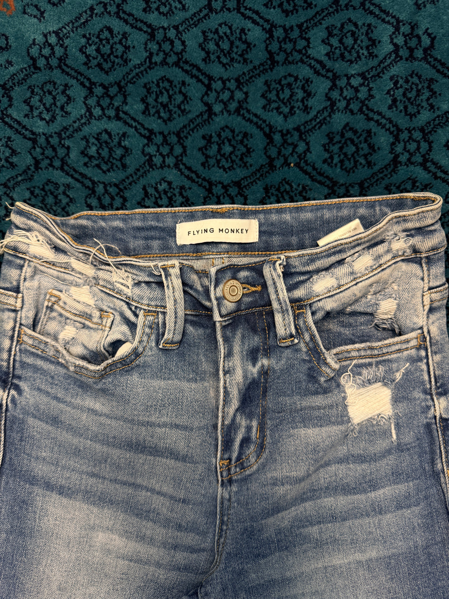 Flying Monkey Blue Flared Jeans Distressed - 25