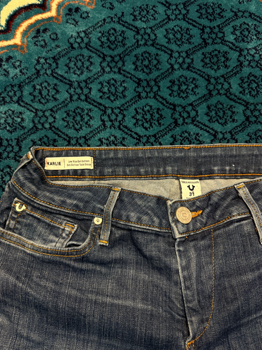 True Religion Blue Low Rise Bell Bottom Jeans - 31
