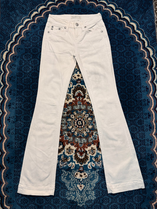 Miss Me White Mid Rise Bootcut Jeans - 25