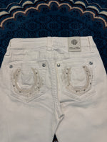Miss Me White Mid Rise Bootcut Jeans - 25