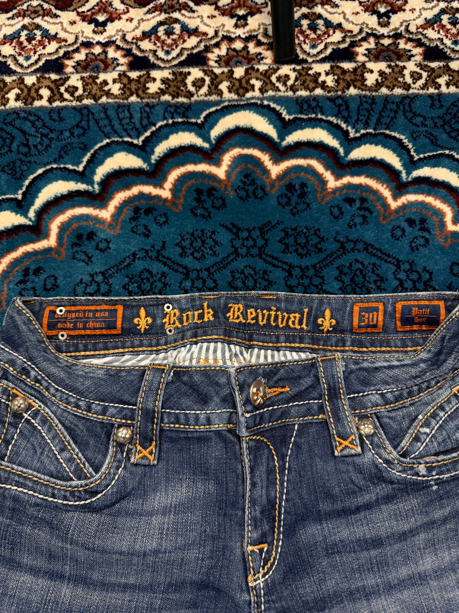 Rock Revival Blue Bootcut Jeans Distressed - 30