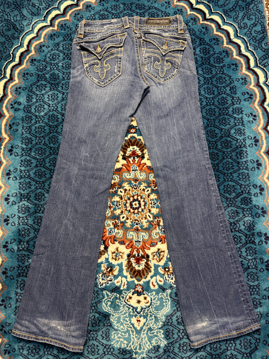 Rock Revival Blue Bootcut Jeans Distressed - 30