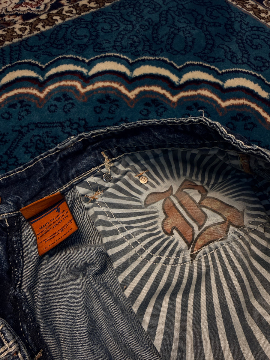 Rock Revival Blue Relaxed Straight Fit Jeans - 36