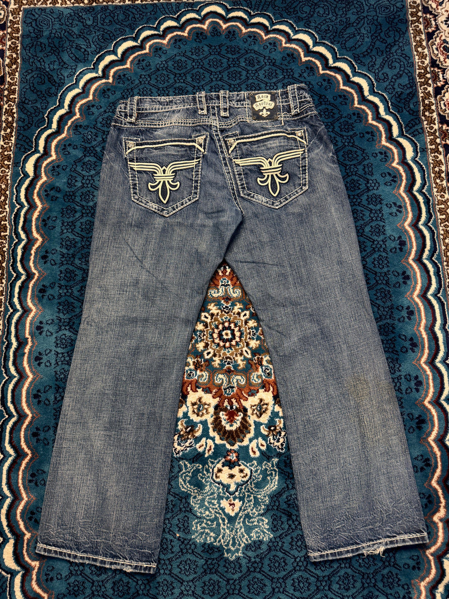 Rock Revival Blue Relaxed Straight Fit Jeans - 36
