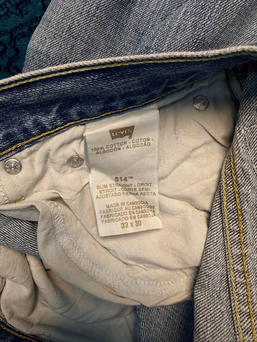 Levi's Blue 514 Low Rise Straight Fit Jeans - 33