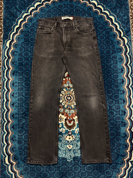 Levi's Black 505 Straight Fit Jeans Distressed - 33
