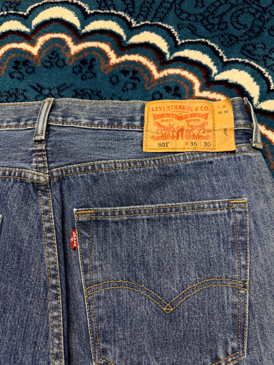 Levi's Blue 501 Straight Fit Jeans - 36