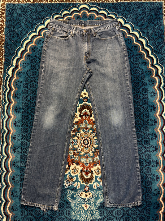 Levi's Blue 514 Low Rise Straight Fit Jeans Distressed - 34