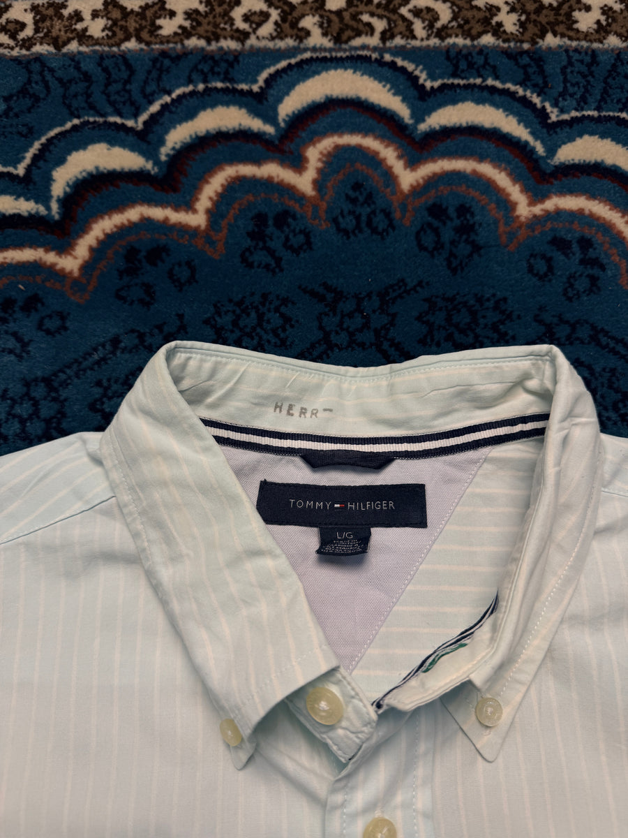 Tommy Hilfiger Stripe Sky Blue Shirt - L
