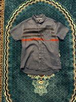 Tommy Hilfiger Short Sleeve Stripe Blue Custom Fit Shirt Faded - M