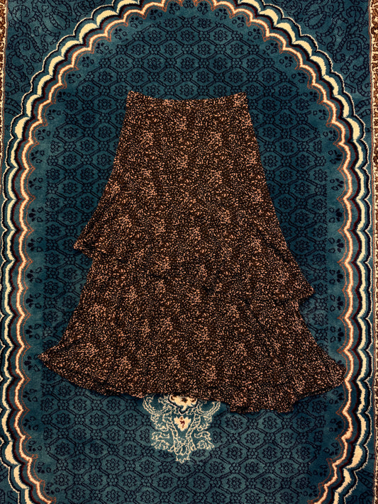Mohito Collection Brown Tiered Midi Skirt - S