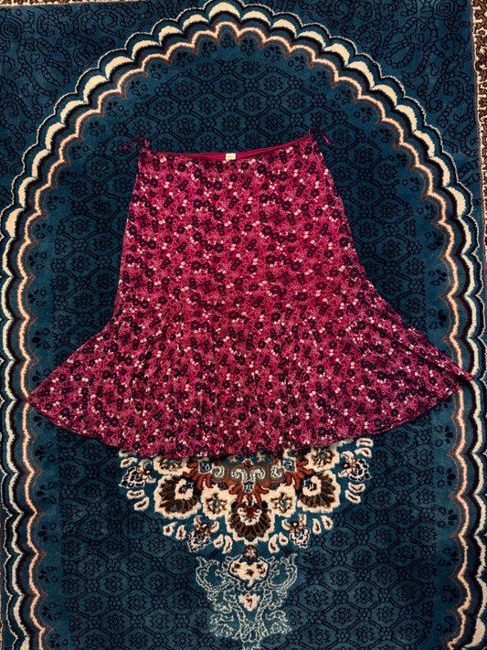S. Oliver Pink Floral Mesh Midi Skirt - L