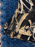 Vintage Brown Printed Tiered Net Midi Skirt - M