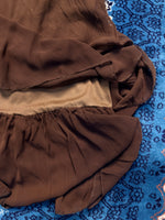Vintage Brown Tiered Net Midi Skirt - M