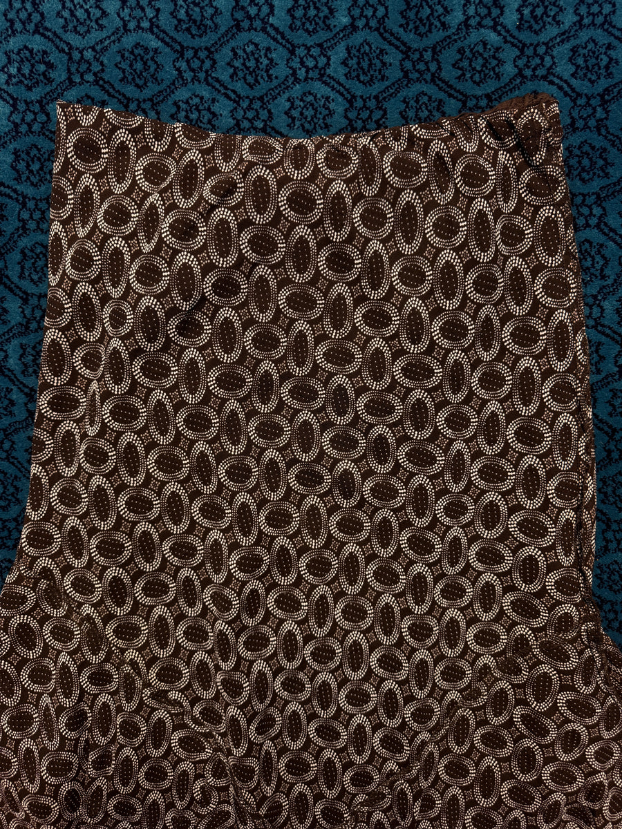 Vintage Brown Net Paisley Midi Skirt - M