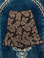 Vintage Black & Brown Paisley Net Midi Skirt - M