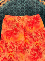 Vintage Pink Floral Printed Net Mid Skirt - L