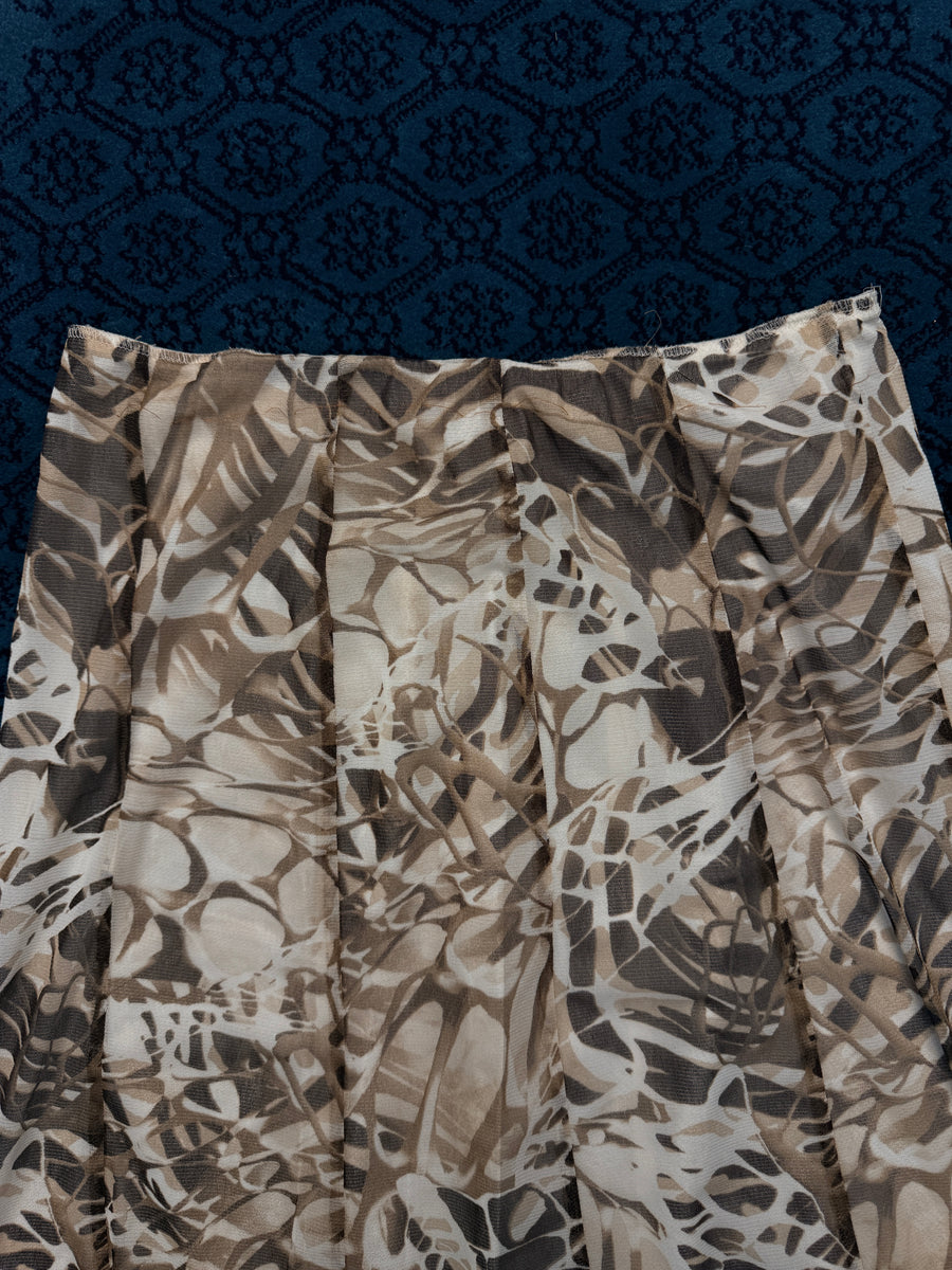 Kapalua Brown Floral Net Mid Skirt - M