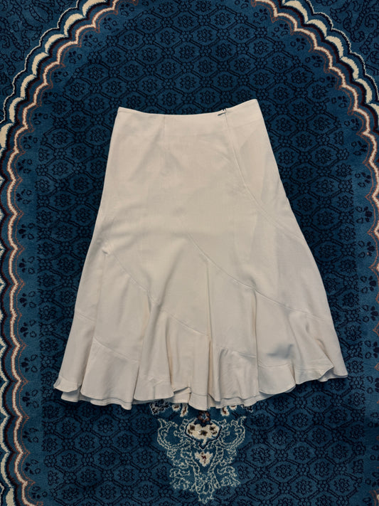 Sobora White Ruffle Midi Skirt - M