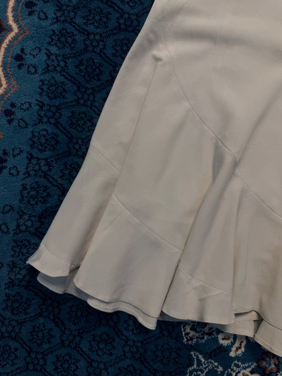 Sobora White Ruffle Midi Skirt - M