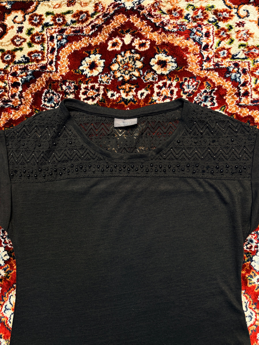 Yessica Black Sleeveless Beaded Top - M