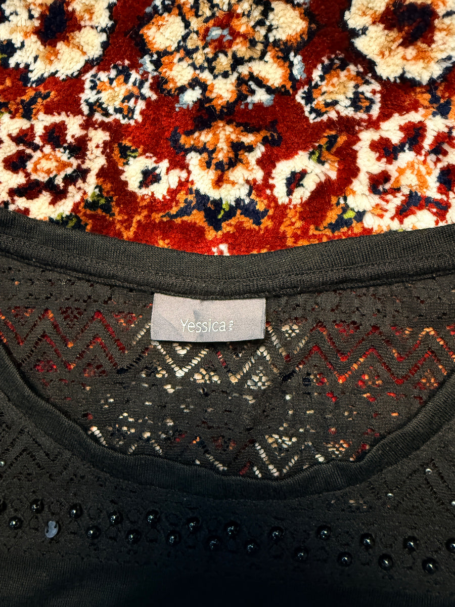 Yessica Black Sleeveless Beaded Top - M