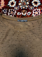 Mim Brown Beaded Net Top - XS