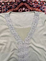 Vintage Green Lace Blouse - S