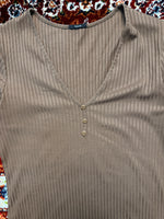 Tezenis Brown Stripe Henley Top - M